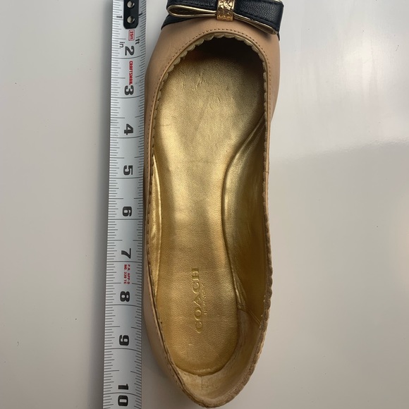 Coach Diore Leather Ballet Flats Cap Toe & Bow Color Block Slice On Shoes - Picture 12 of 16